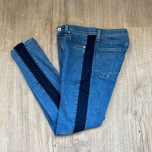 Rag & Bone "Mazie" High-Rise Denim Side Stripe Crop Ankle Skinny Jeans size 26